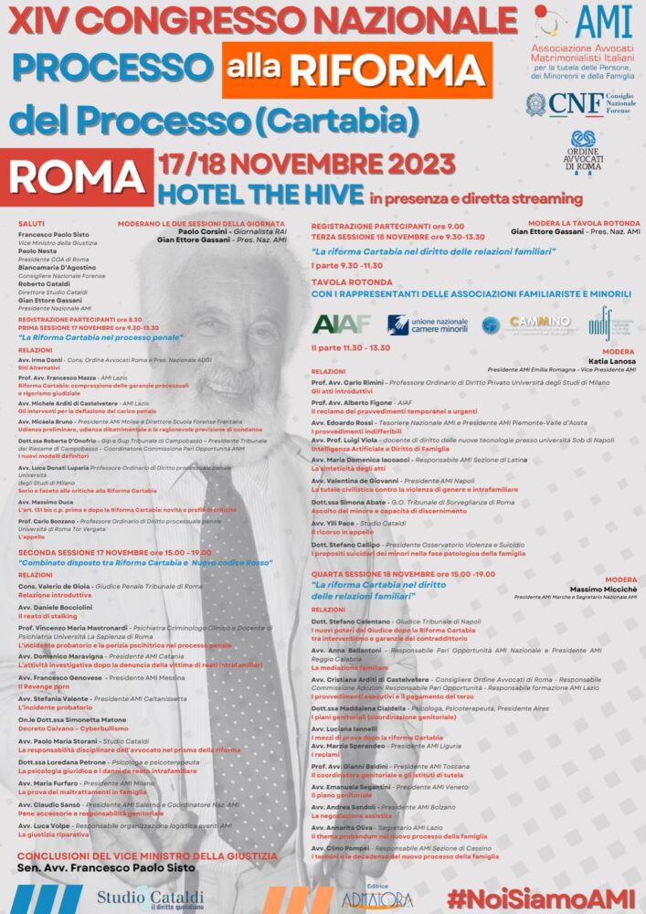 Congresso Nazionale Ami processo alla riforma Cartabia @ THE HIVE HOTEL, ROMA